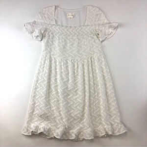 Line and Dot Revolve cotton embroidered white babydoll dress XS